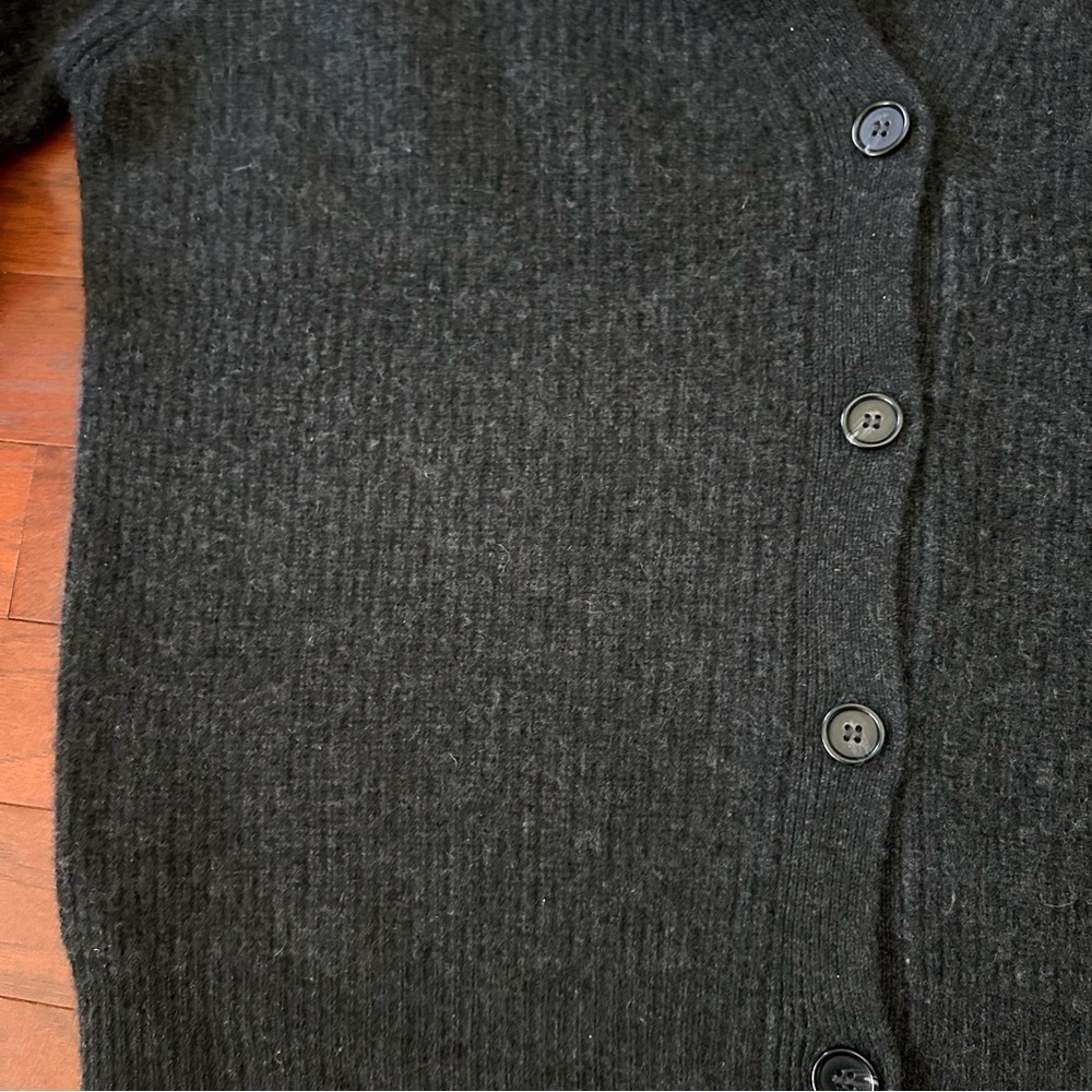 $475 Jenni Kayne Cashmere Cocoon Cardigan charcoal size XS oversized boxy Vneck - Picture 11 of 12